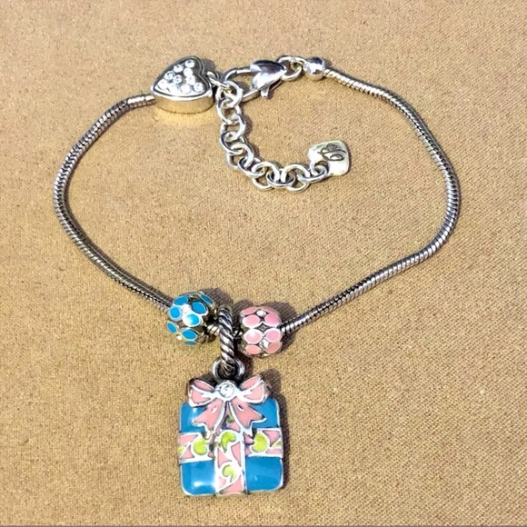 🆕 Brighton ABC Gift Box charm Enameled present in pink & blue Retired Gift ready - Picture 6 of 6